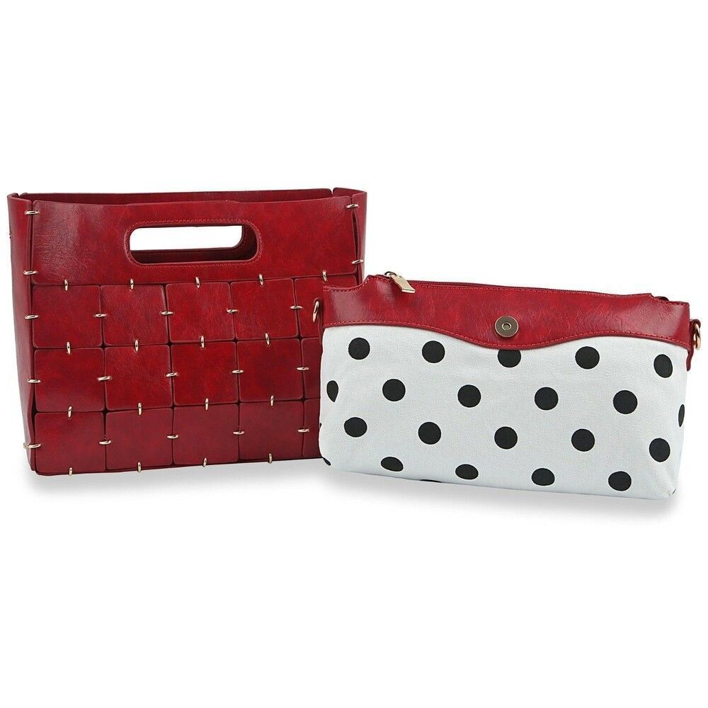 Women Two Piece Patchwork Hand Tote Set Carry All Handbags